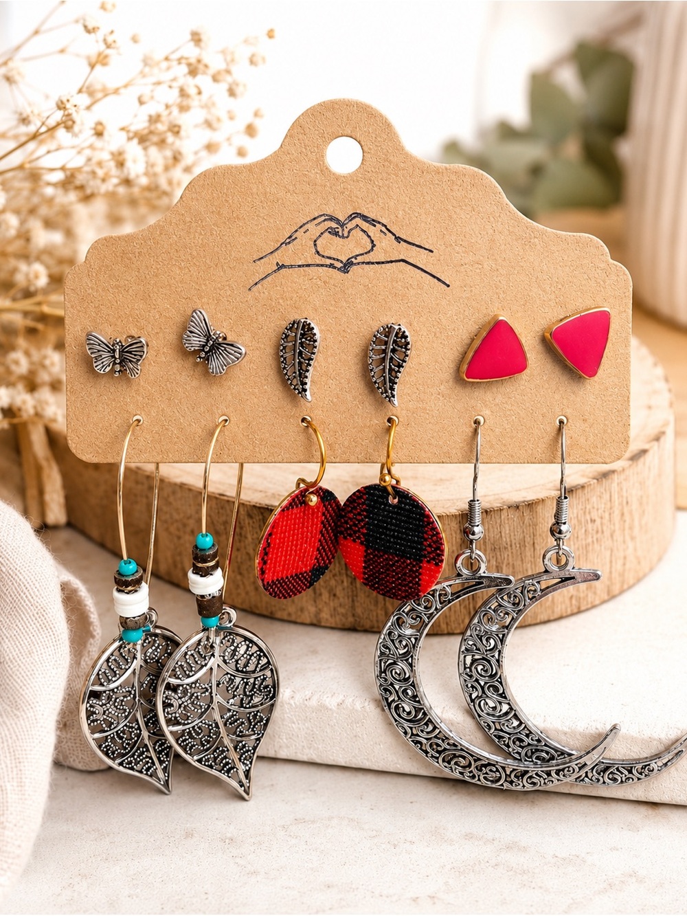Mixed Earring Set — Pink, Red, Silver, Turquoise Accents